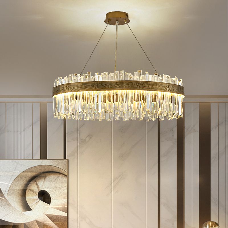 Gold Nordic Modern Lighting Fixtures Crystal Circle Down Lighting Pendant