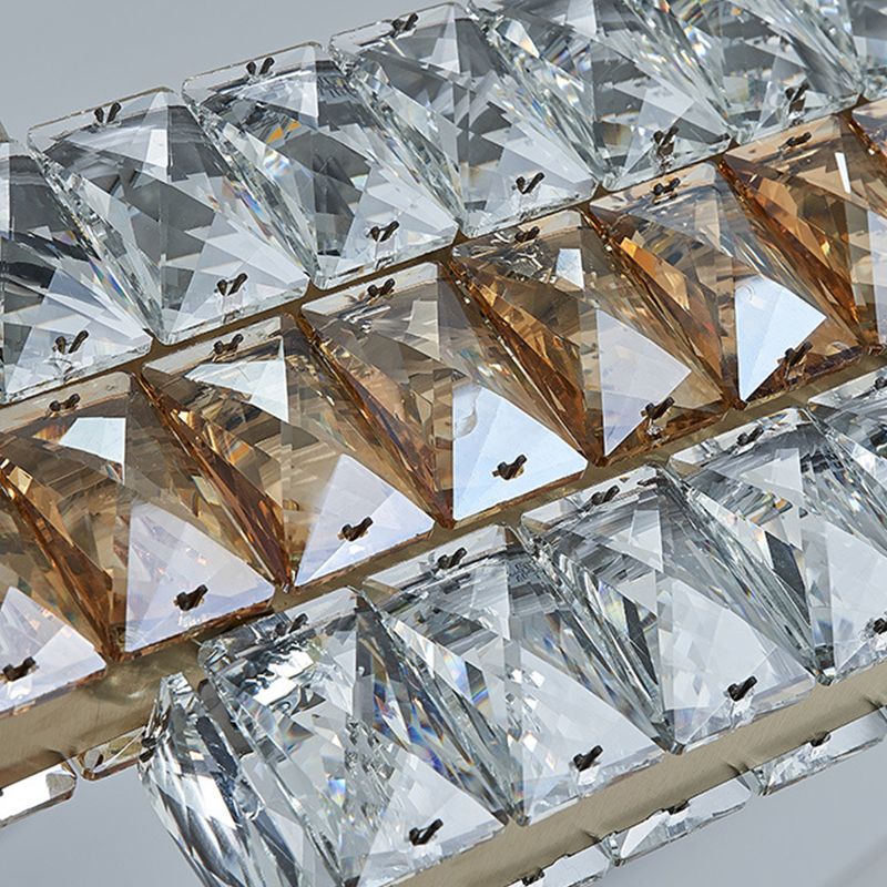 Minimalist Luxury LED Island Light Fixture Clear and Amber Crystal Linear Suspension Light
