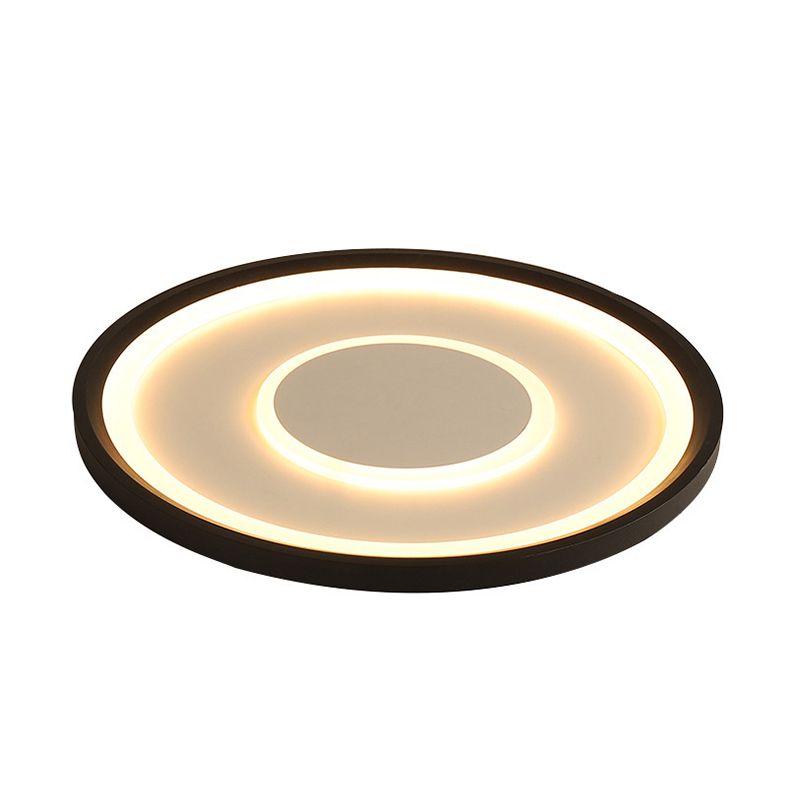 Plafoniera da soffitto a disco sottile con montaggio a incasso Lampada da incasso a LED in acrilico nordico per camera da letto in nero, larghezza 16"/19,5"