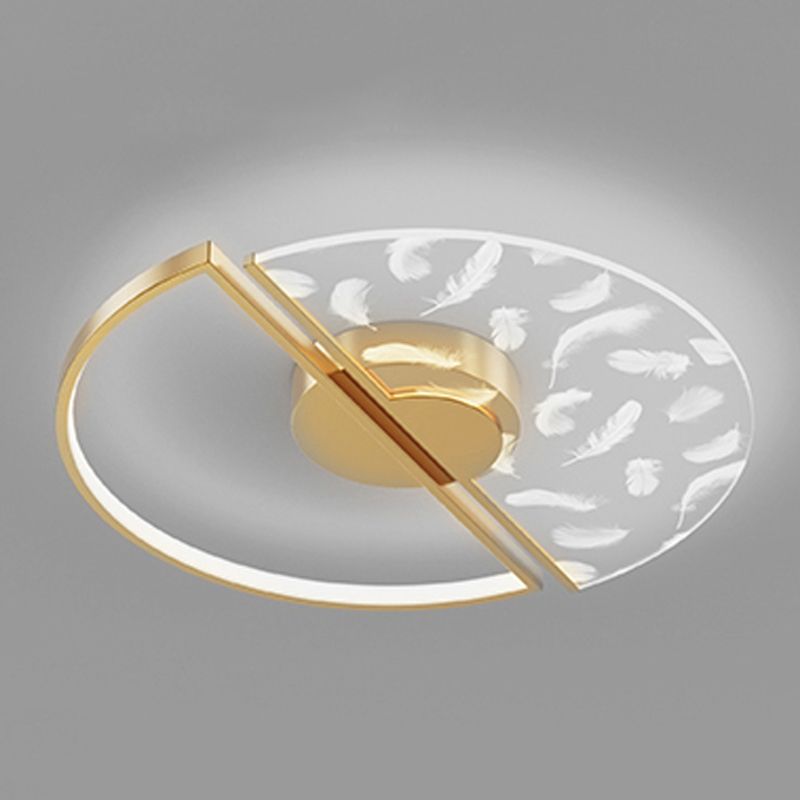 2 Light Circle Ceiling Lamp Modern Style Metal Ceiling Lighting for Living Room