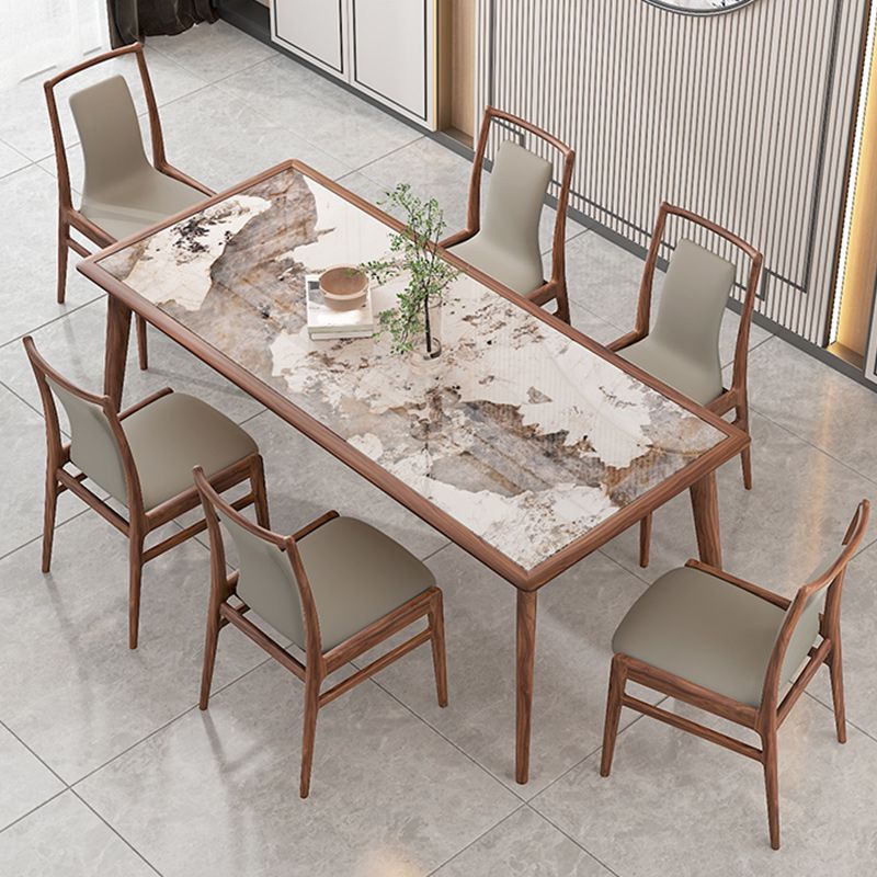 Modern Solid Wood Dining Site Table Stone Top Tripod Base Dining Table