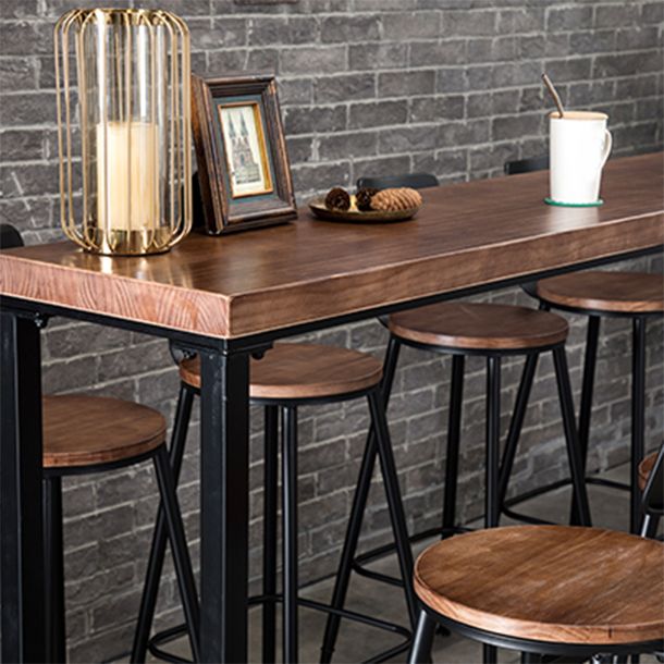 Industrial Style Bar Set 1/4/5/9 Pieces Solid Wood Rectangle Pub Dining Set