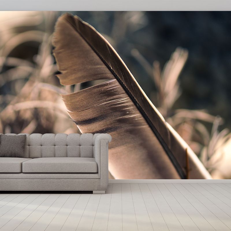 Minimalism Feather Mural Wallpaper Customized Wall Covering for Girls' Bedroom