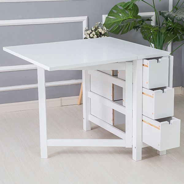 Modern Style Rectangle Solid Wood Drop-Leaf Dining Table, 59" x 31.5" x 29.5"