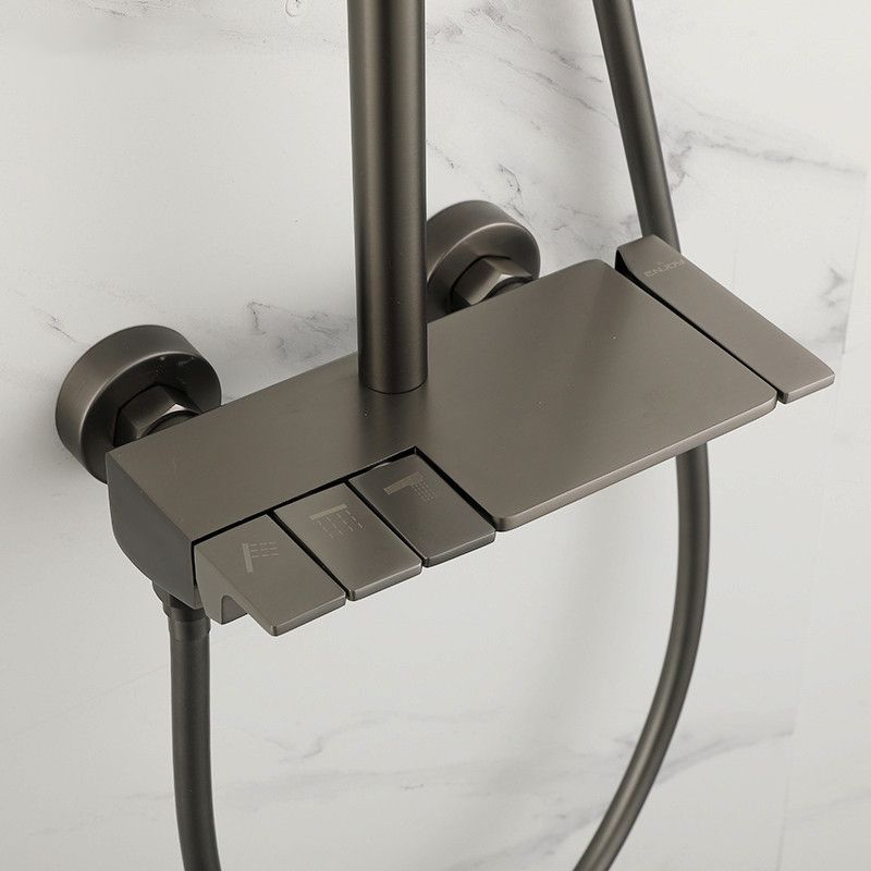 Brass Wall Mounted Shower System Slide Bar Included Shower Set