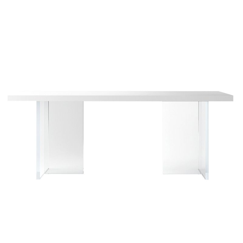 Modern White Dinner Room Kitchen Table Acrylic Double Pedestal Fixed Table