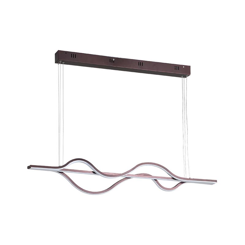 Acrylic Wavy Linear Island Light Minimalism LED Pendant Lighting in Brown, Warm/White/Natural Light