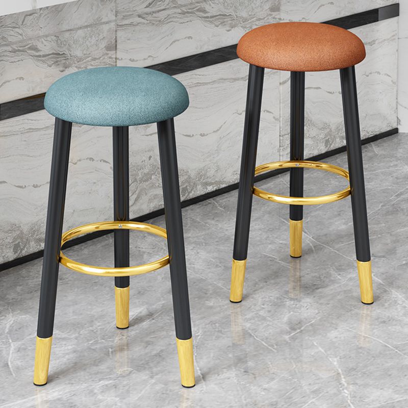 Scandinavian Style Steel Legs Bar-stool Round Seat Single Counter Stool for Kitchen Bar