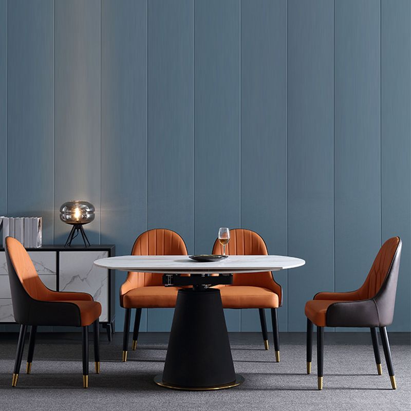 Glam Style Parsons Side Chair Leather Indoor Dining Chair for Living Room