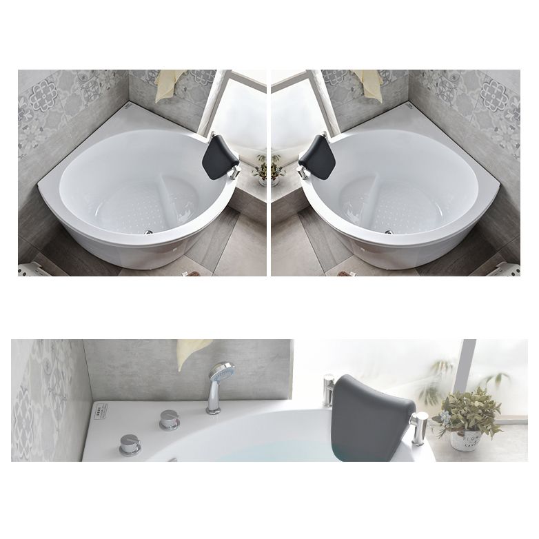 Corner Acrylic-Fiberglass Bathtub Modern White Soaking Bath Tub