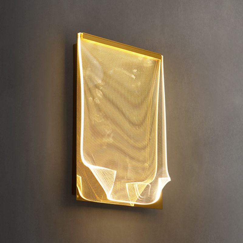 Modern Metal Wall Sconce Book Shape Wall Light with Acrylic Shade for Bedroom