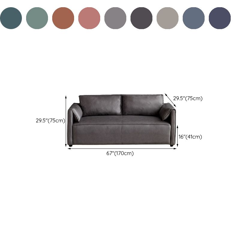 29.52" H Solid Color Faux Leather Sofa Wood Frame Pillow Top Arm Sofa
