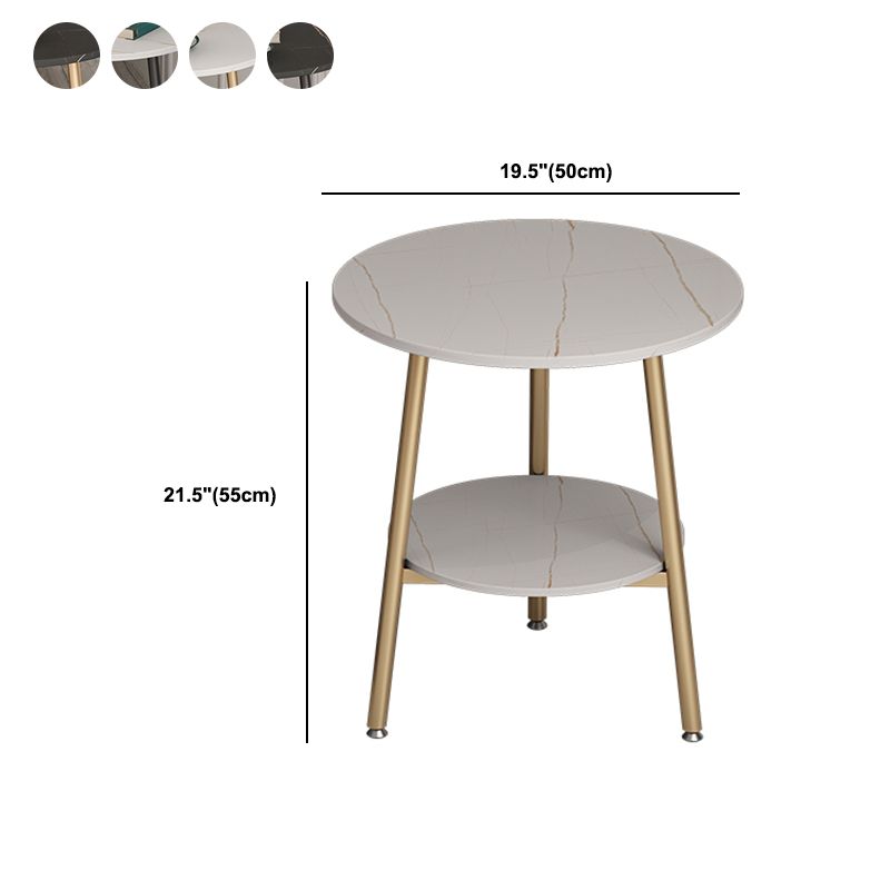 Modern Round Double Tier End Table 21.65" Tall 3 Legs End Table