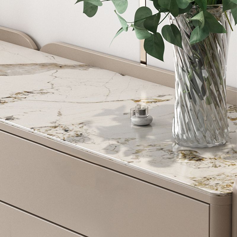 Glam Horizontal Double Dresser Stone Storage Chest with Drawers for Bedroom