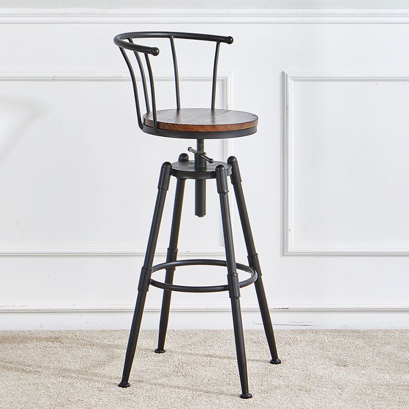 Barhocker im Industriestil, Metall, 4 Beine, runder Sitz, Barhocker für Küchenbar