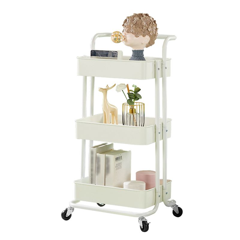 Metal Contemporary Etagere Bookshelf Vertical Open Bookcase with Caster Wheels