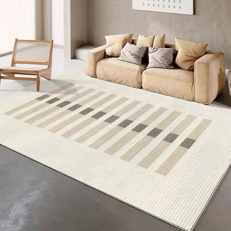 Modern Style Beige Rug Rectangle Shape Stain Resistant Rug for Home Decor