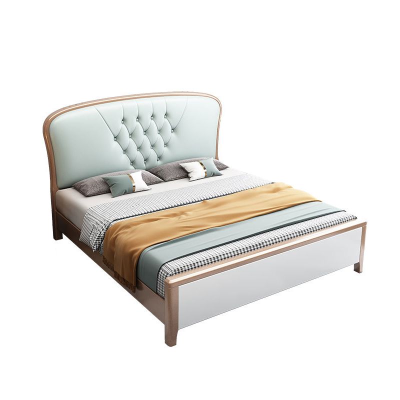 Contemporary Panel Bed Wood and Upholstered Bed Frame, 51" Tall