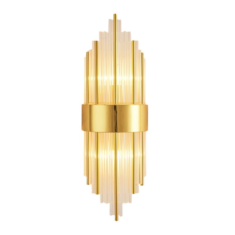 Transparent Crystal LED Wall Lamp 23.5" H Post-modern Style Copper Sconce Lights for Living Room