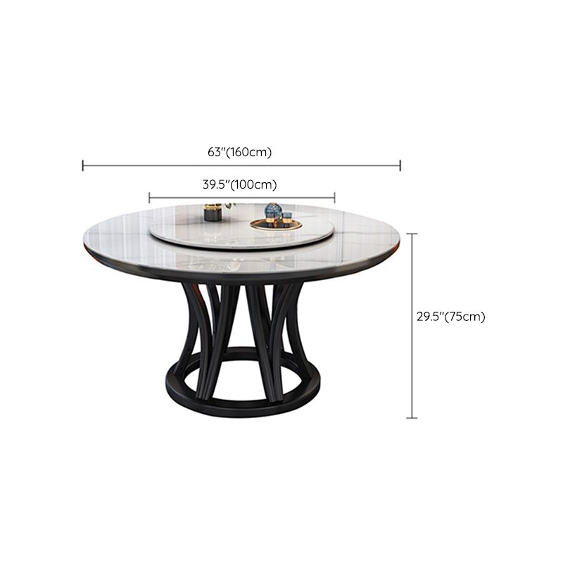 Solid Wood Pedestal Dining Table Round Faux Marble Dining Table