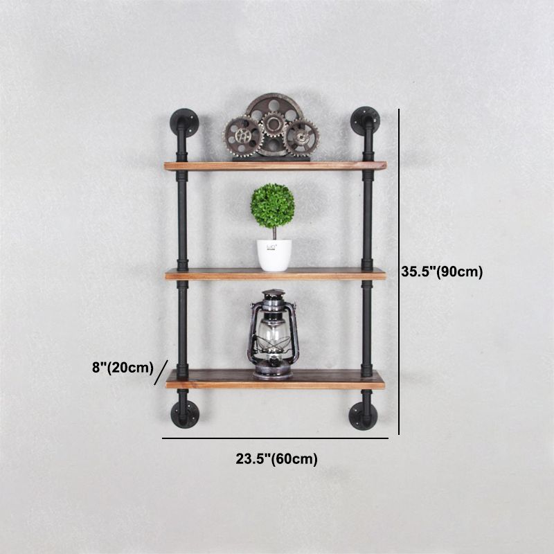 Metal Floating Bookcase Industrial Style Closed Back Shelf for Home Office