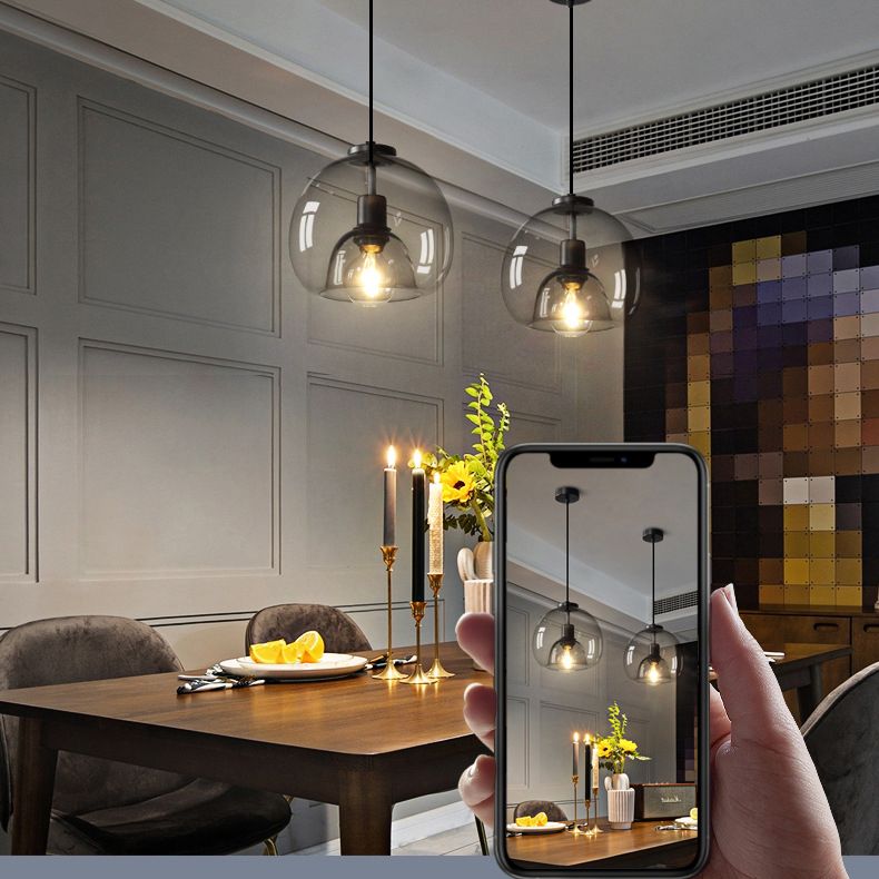 1 luminaire d'éclairage pendentif en verre léger moderne.