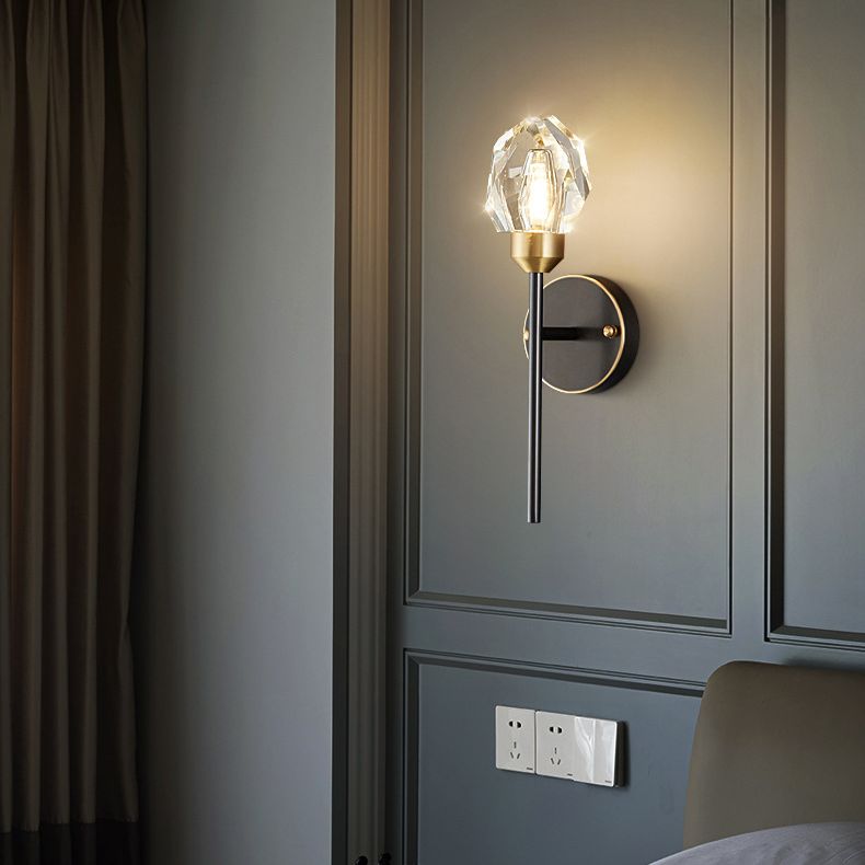 Schwarzsteinförmige Leuchtenleuchte Einfachheitstil Kristallwandhalterung Leuchte Leuchte