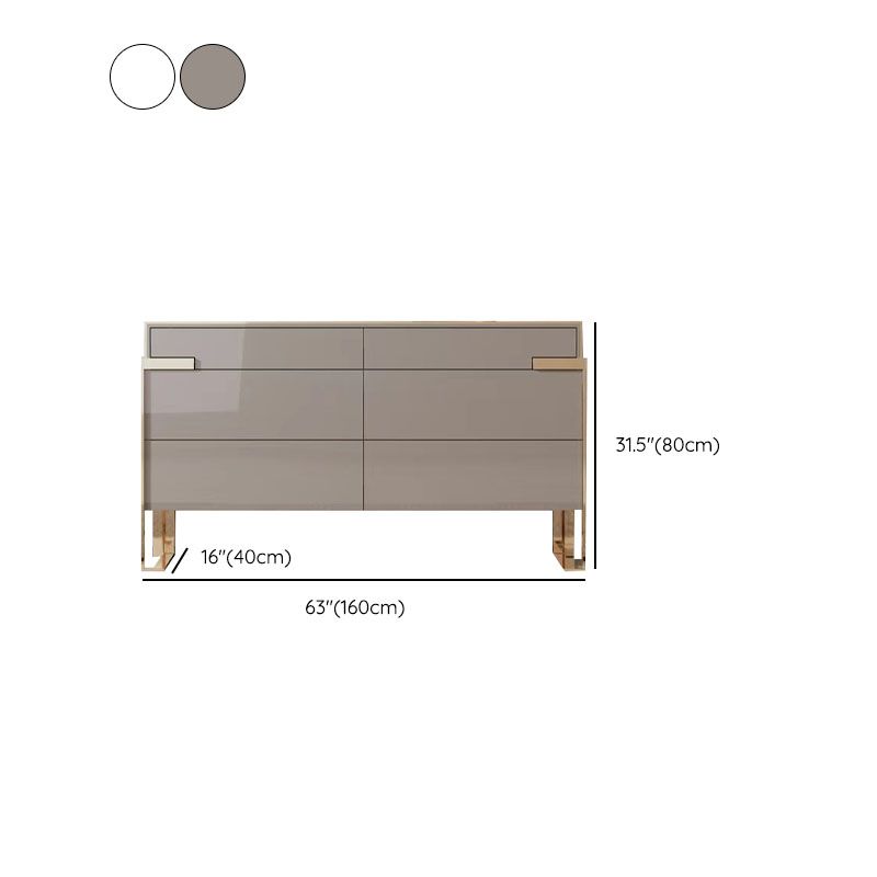 Modern Storage Double Dresser White/Gray Wood Dresser Drawers for Home