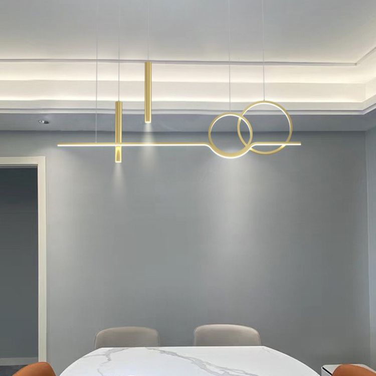 Luz de colgante geométrico de iluminación contemporánea de metal iluminación de la isla de cocina