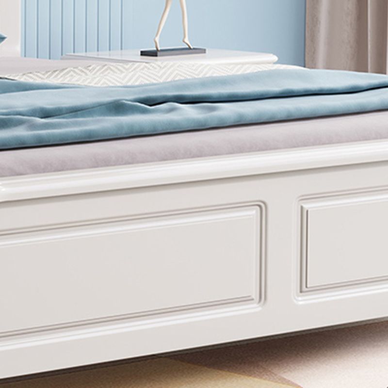 Contemporary White Wood Arched Standard Bed, Panel Headboard Bed