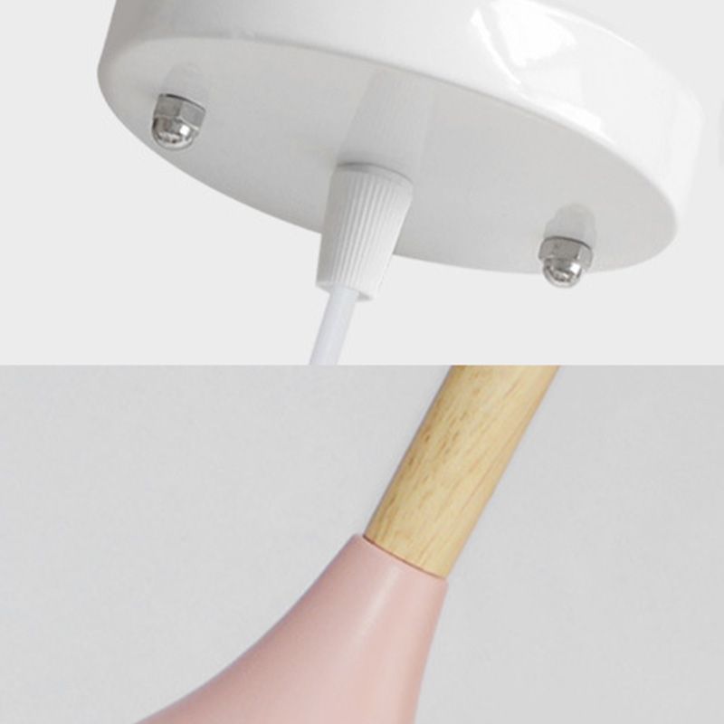 Nordic Style Macaroon Hanging Light Metal Teardrop Shade Single Bulb Pendant Lamp with 39.3" Adjustable Suspension Wire