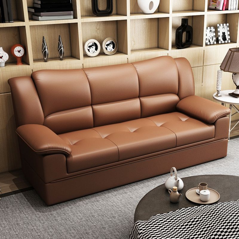 Glam Leather Pillow Top Arms Sleeper Sofa Biscuit Back Upholstered Sofa Bed