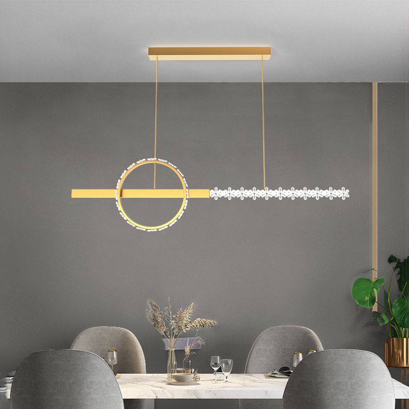 Moderno lampadario a forma di pizzo lineare Isola illuminazione in metallo 2 luci isola luminosa in oro