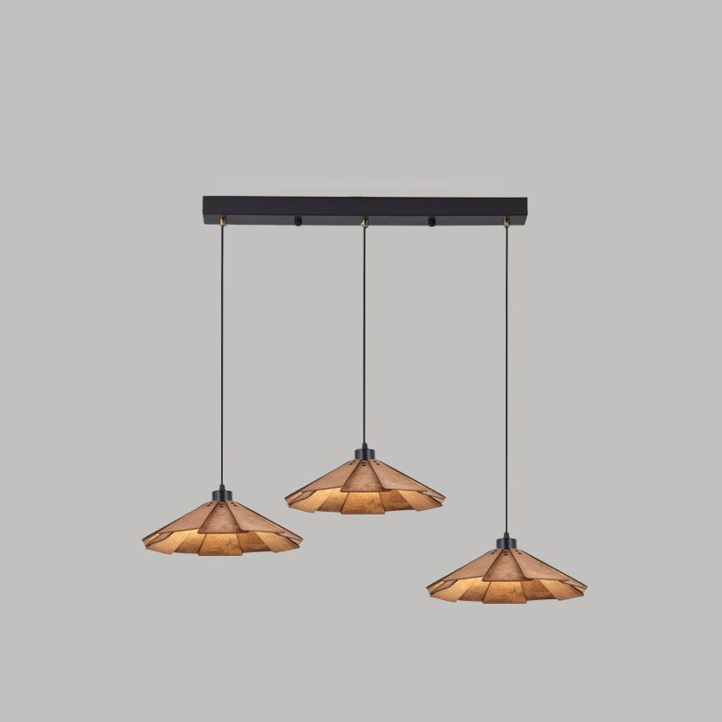 Geometry Shaped Basswood Ceiling Pendant Light Modern Style Hanging Light for Dining Room