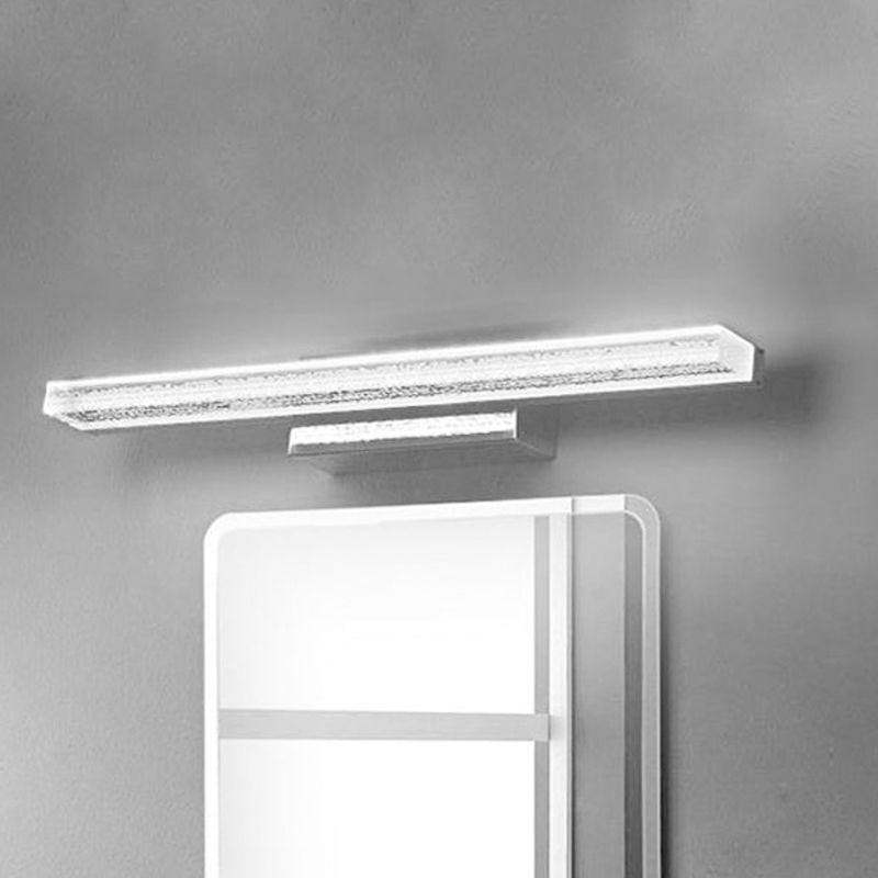 Lampada vanità da bagno lineare acciaio inossidabile in acciaio a 1 luci a parete a led moderna con tonalità acrilica in luce calda/bianca, largo 8 "/16" /23,5 "