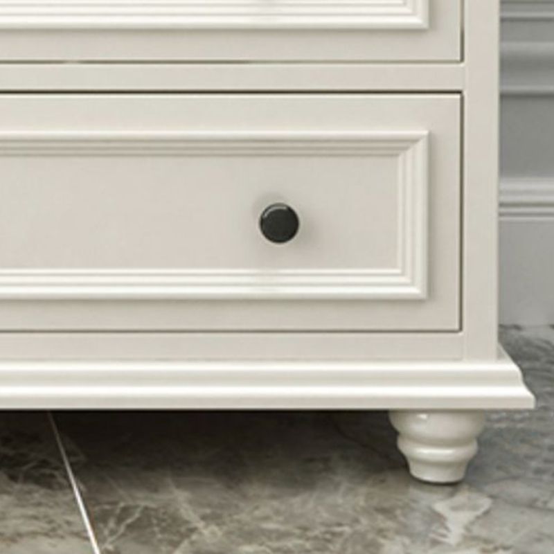 Glam White Wooden Horizontal Storage Chest with Drawers for Home