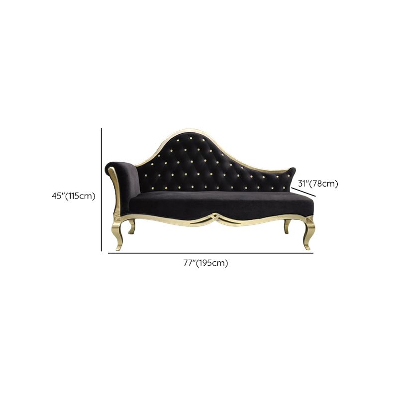 Glam Upholstered Chaise Lounge Couch Rolled Arms Chaise Lounge Chair