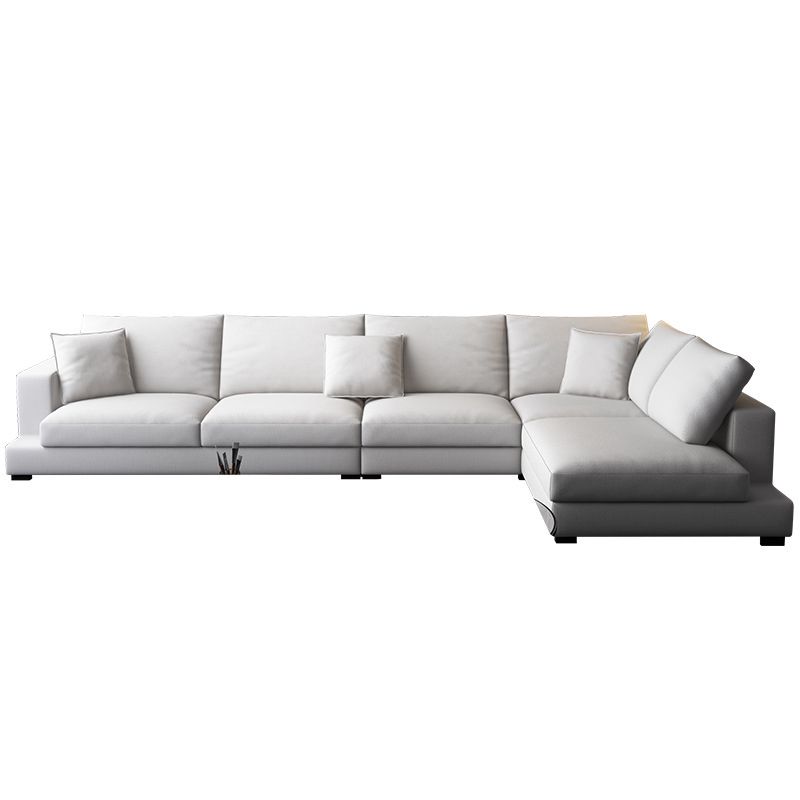 Fabric Pillow Back Sectional Sofa Square Arm Sectional in Gray