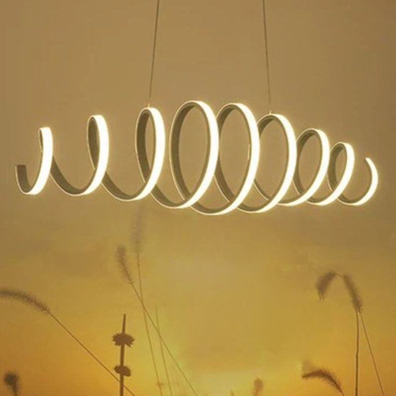 Twisting Hanging Light Fixture Modern Style Acrylic Dinning Room LED Pendant Light Fixture in White