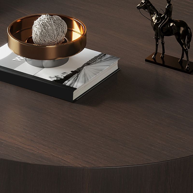 2-Drawer Drum 2 Bunching Coffee Tables Modern Round Wood Cocktail Table Set