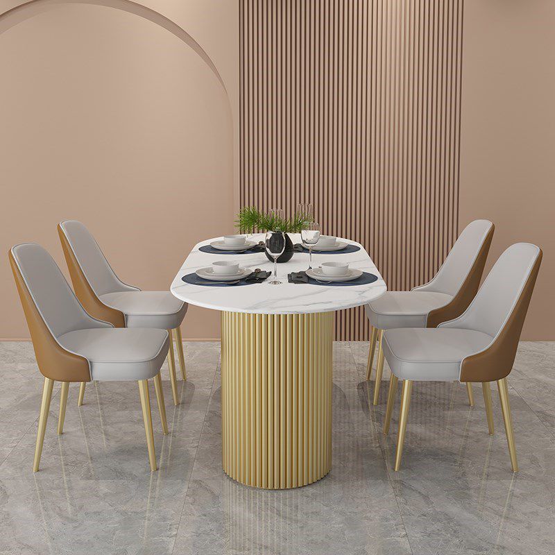 Traditional Luxury Dining Table Oval Home Table with Gold Base