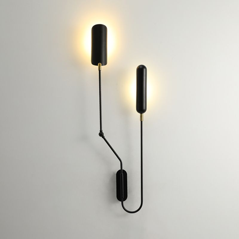 Black Modern Wall Sconce Geometric Shape Wall Light with Metal Shade for Living Room