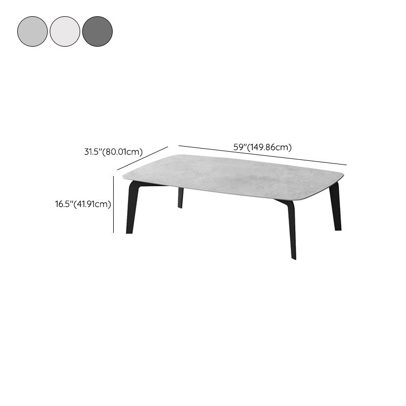 Rectangular Slate 4 Legs Coffee Table 16.5" High Stone 1 Single Cocktail Table
