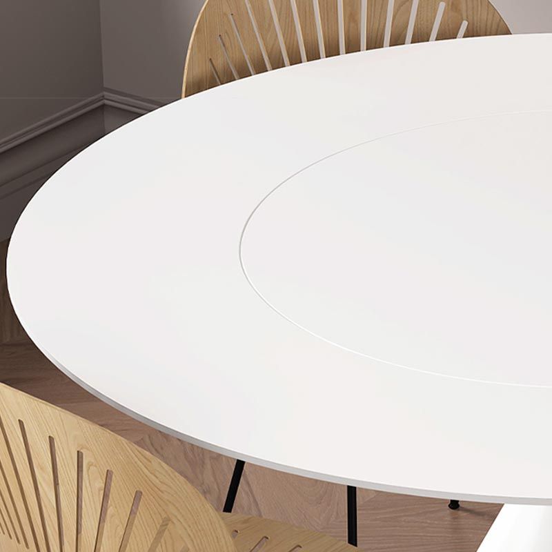 Round Stone Dining Table Modern White-black Furniture with Pedestal Base for Home
