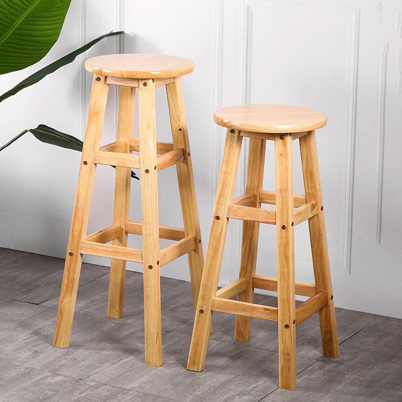 Modern Armless Backless Counter Stool Wood Cafe Bar Stool with Seat and Pedal