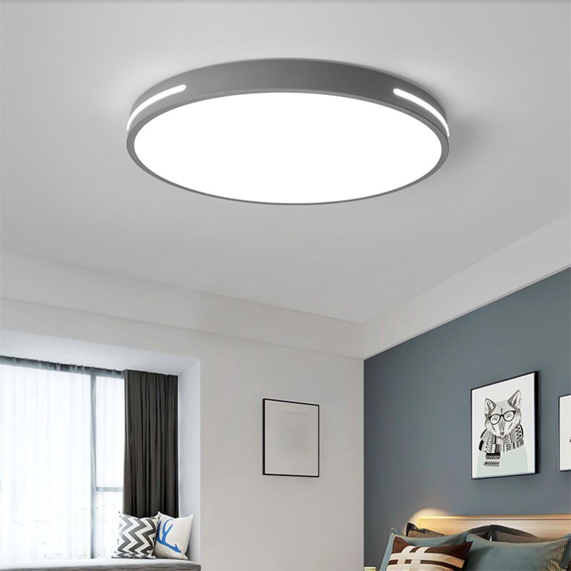 Plafonnier LED en fer laqué dans un style moderne et concis, plafonnier circulaire en acrylique en forme de macaron