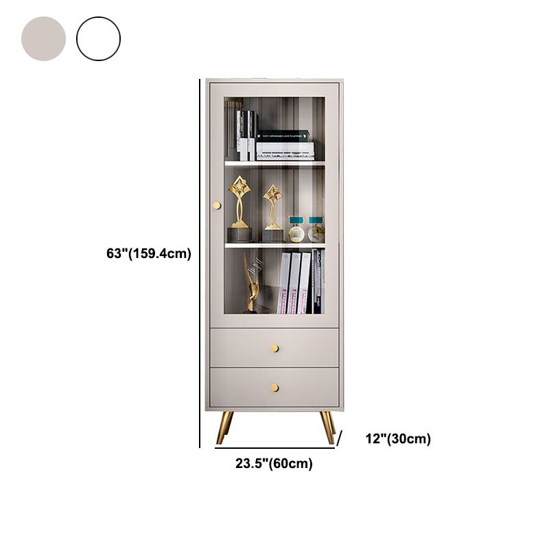 Glam Vertical Standard Bookcase Manufactured Wood Bookcase with Door and Drawers