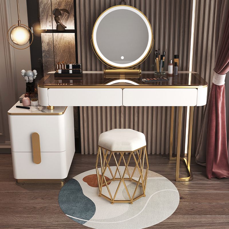 Glam Makeup Vanity Desk Bright White Vanity Tables with 4 Drawer, 15.74" Wide