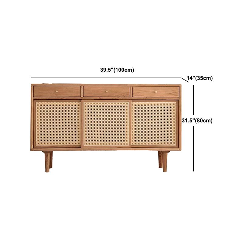 Contemporary 31.5"all Natural Wooden Cabinet, Rectangle Accent Cabinet with Drawers