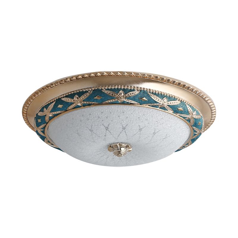 Bowl Shade Foyer Soffitto Illuminazione Vintage Opal Glass Sky Blue / Green LED Flush Montato Light Fixture, 14 "/16" W